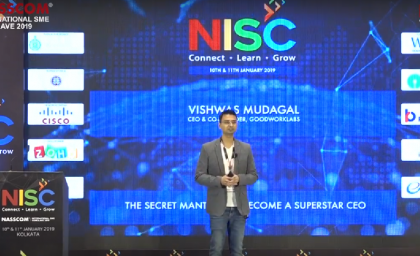 Vishwas Mudagal talks on “The Secret Mantras to become a Superstar CEO” at Nasscom event